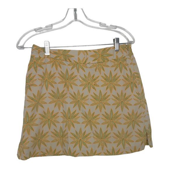 ExOfficio Printed Skort Tan Floral Pockets Hidden Shorts Side Zip Women 8 - Picture 1 of 10